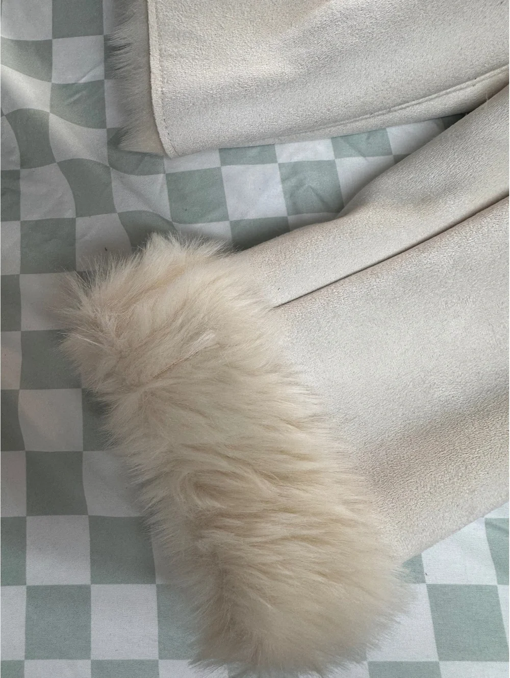 Coldwater Creek Petite Faux Suede Fur Jacket PL Cream